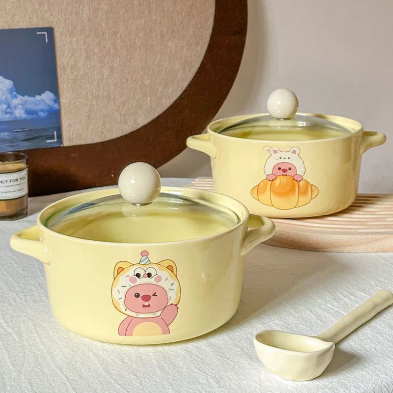 850ml Cute Zanmang Loopy Ceramics Instant Noodle Bowl Cartoon Anime   Student Dormitory Hand Drawn Soup Bowl Kawaii Girl Gifts