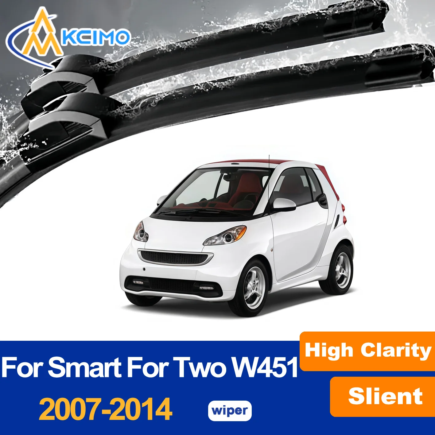

Premium Rubber 2-Pack Front Wiper Blades Set For Smart ForTwo W451 451 Coupe 2007 - 2014, Flat Beam Design Wiper Blades