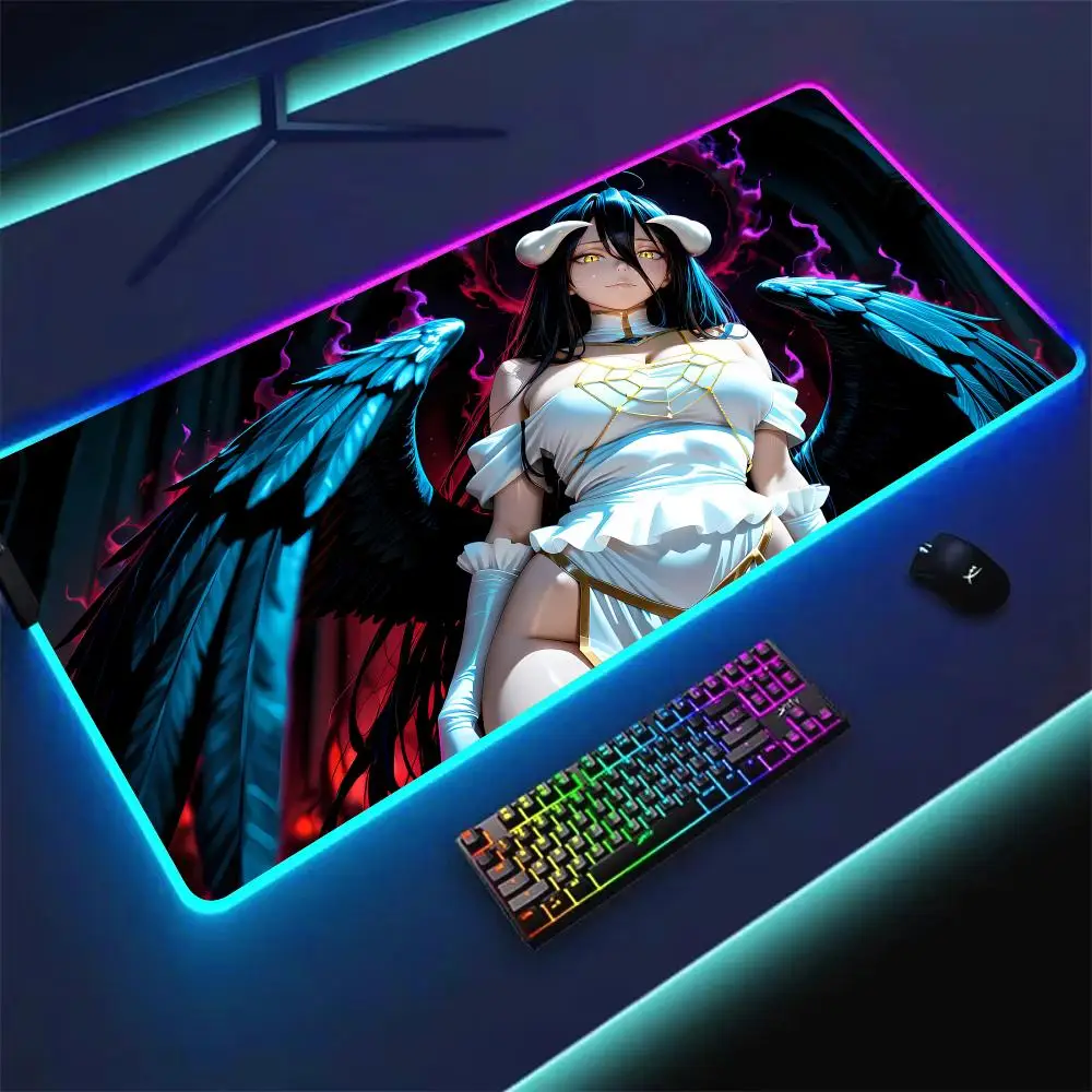 

RGB Mouse pad Sexy witch in white gaming mats rubber anti-slip desk mat LED glow Gaming keypad mousepad gamer pc accessories