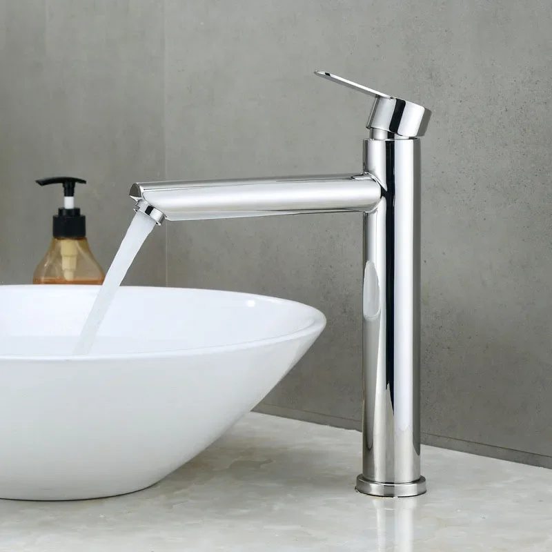 Bathroom Basin Faucet 304 Stainless Steel Heightening and Lengthening Home Hotel Toilet Wash Basin Hot Cold Water Mixer Faucets