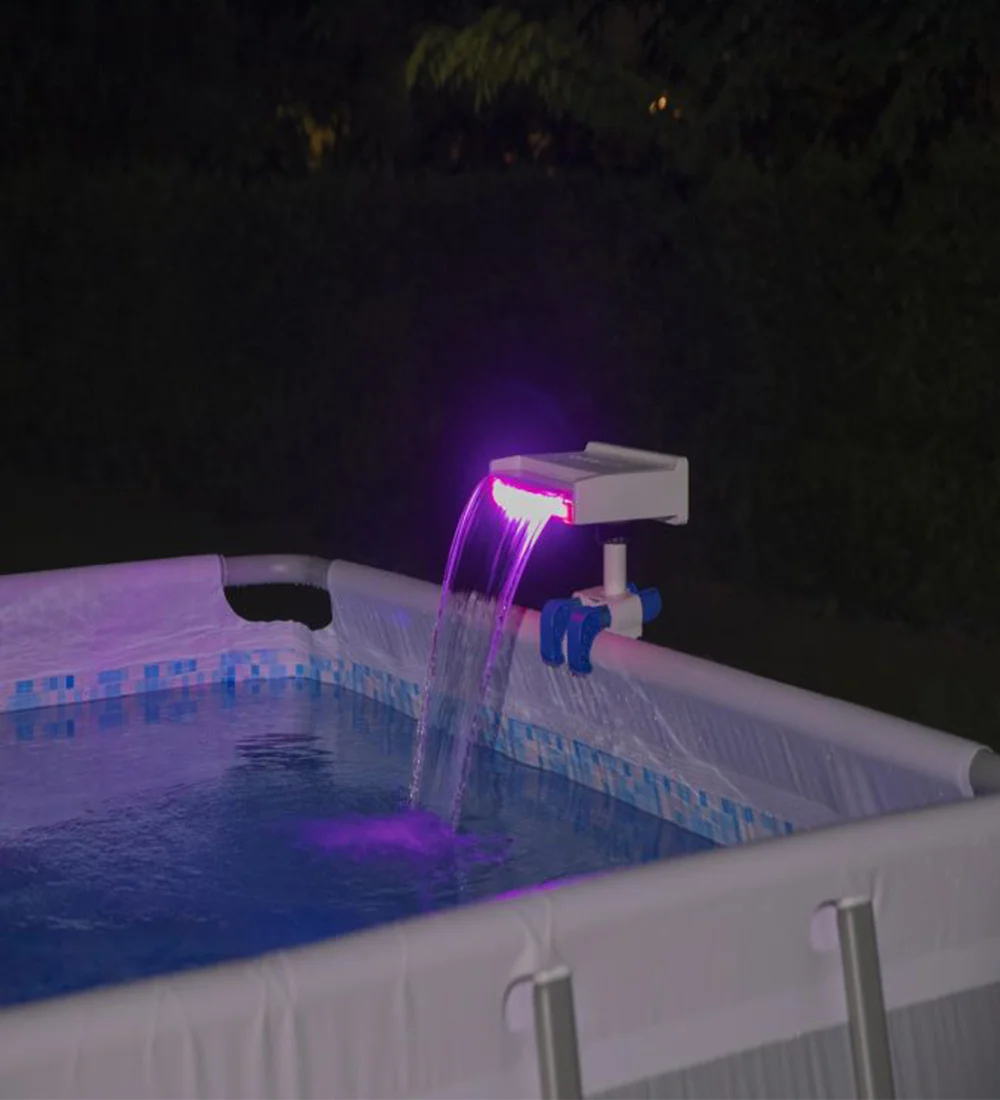 Soothing LED Waterfall Pump | Made for Above Ground Swimming Pools | Features 8 Different Color Modes