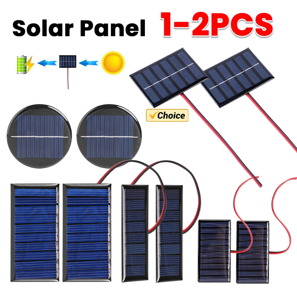 1/2 قطعة لوحة طاقة شمسية صغيرة 5/3/1/0.3 واط 12/5/3 فولت وحدة خلية لوحة البولي سيليكون في الهواء الطلق لتقوم بها بنفسك شاحن بالطاقة الشمسية لبطارية شاحن الهاتف