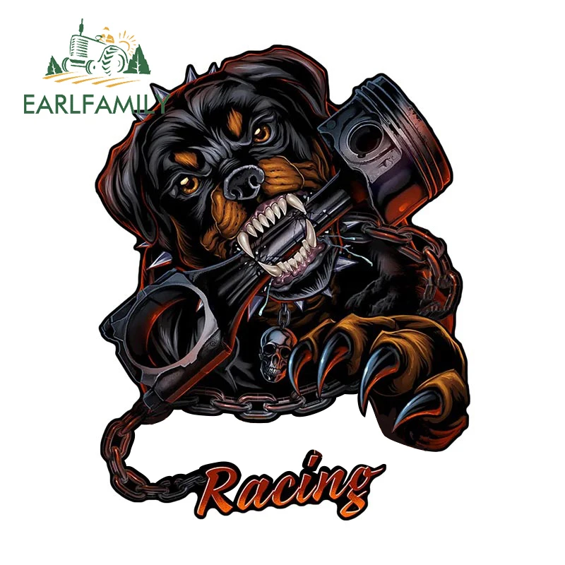 EARLFAMILY 13cm x 10.2cm 3D Rottweiler Piston Car Sticker Off Road 4x4 Window Trunk Decal Car Racing Stickers Car Accessories