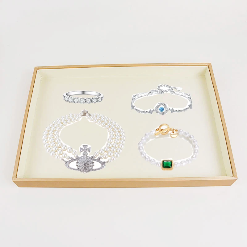 New Jewelry Display Tray for Counter Broadcast Bracelet Ring Earrings Necklace Watch Goods Organizer Brushed Show Storage Tray