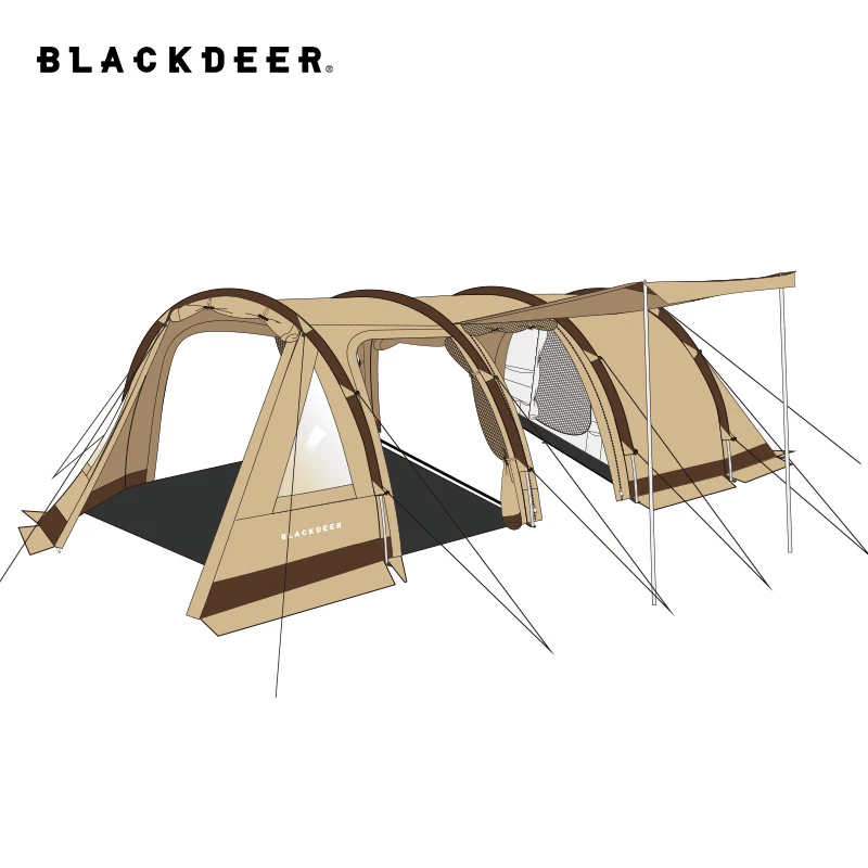 BLACKDEER Tunnel Tent Travel Double Resident Tent Outdoor Selfdriving Rainproof Camping Two-room And One-Hall Multi-Person Tent