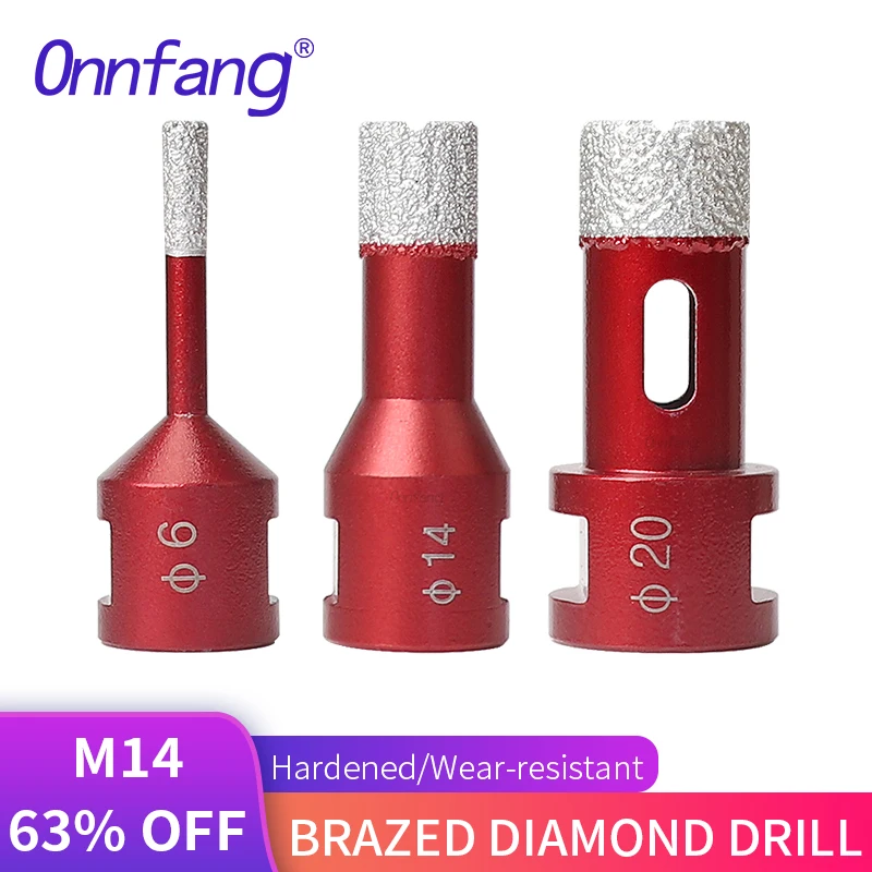 

Onnfang Diamond Drilling Core Bits Dry Vacuum Brazed Ceramic Tile Hole Saw Porcelain Drils Bit Saw Tools for M14 Angle Grinder