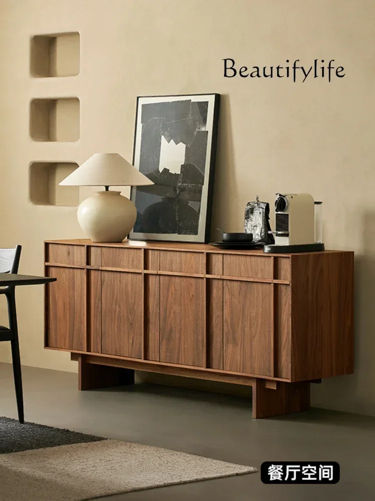 Retro Sideboard Cabinet North American Black Walnut Nordic Living Room Simple Storage Chest of Drawers