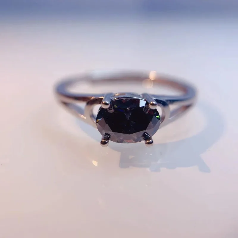 

Обручальное кольцо VVS1 с овальной огранкой, Помолвочное кольцо с серым/серым муассанитом, цвет D 1 карат, 5 х7 мм