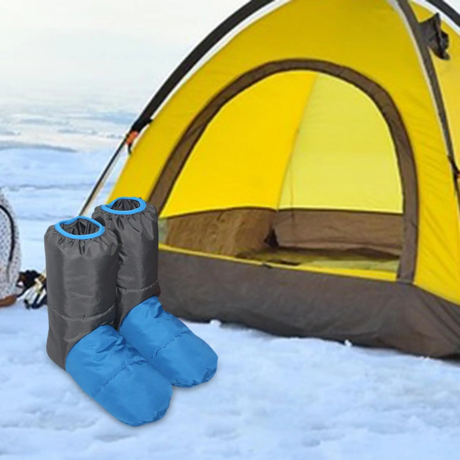 Down Booties Winter Shoes Foot Socks Windproof Down Slipper Boots for Camping Hiking Home Men Women Sleeping Bag Accessories