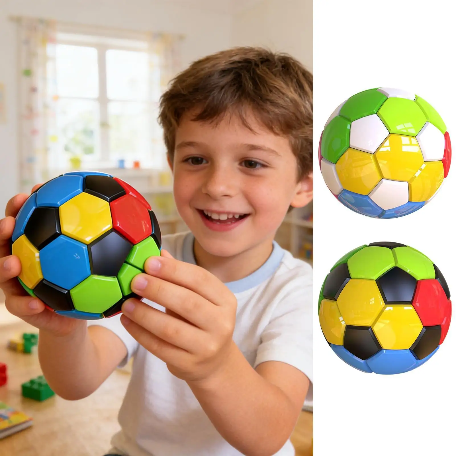 Magnetic Cubes Rainbow Ball Puzzle Brain Teaser Soccer Ball Cube Stress Reliever for Students Boys Kids Girls Preschool