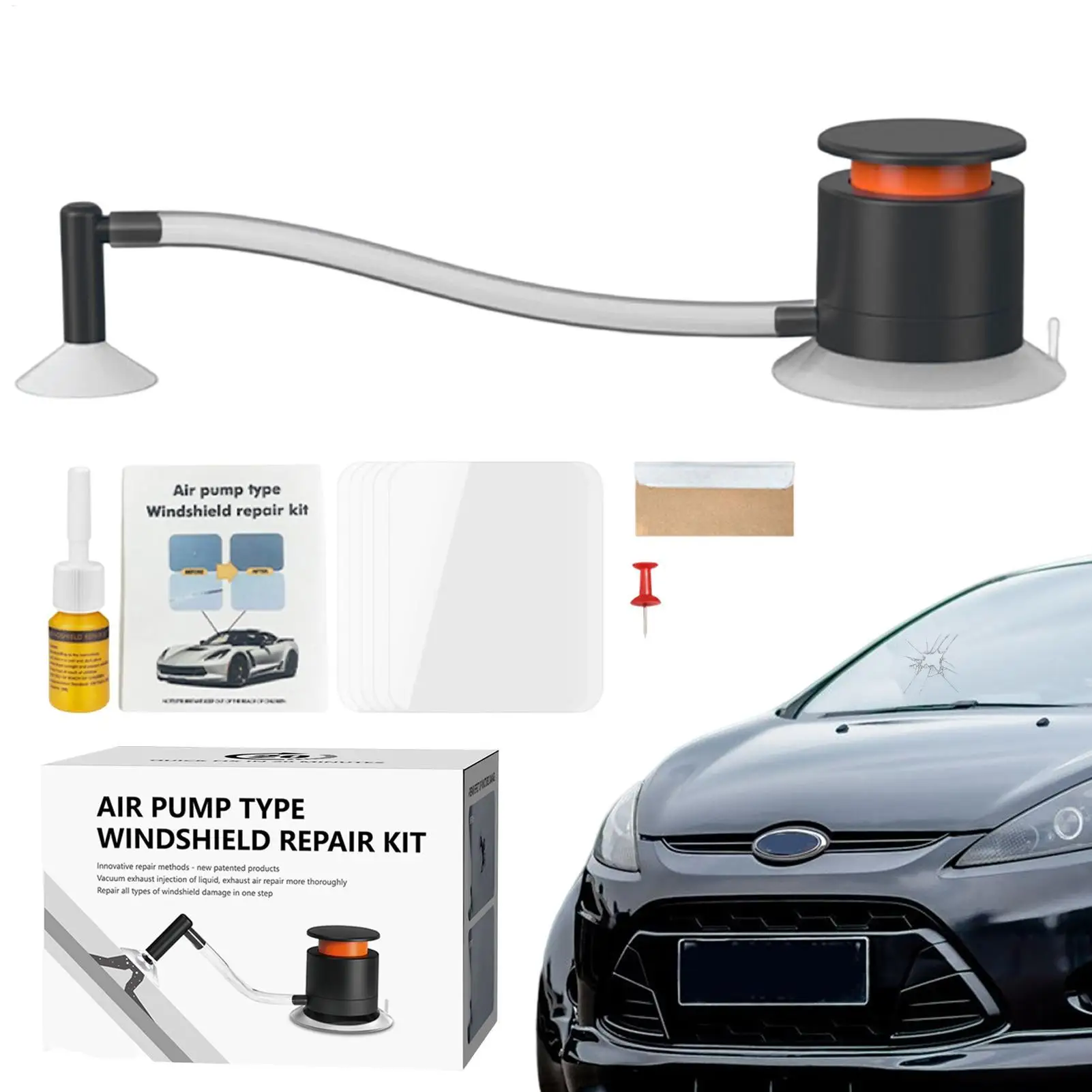 Car Glass Repair Kit Automotive Glass Nano Repair Fluid Air Pump Type Windscreen Crack Repair Kit For Fix Chips view 4