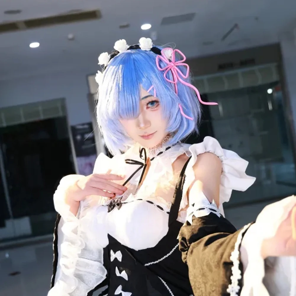 Anime Rem Ram Cosplay Hairband Girl Flower Hairpin Masquerade Hairband Headwear Carnival Hair Accessory