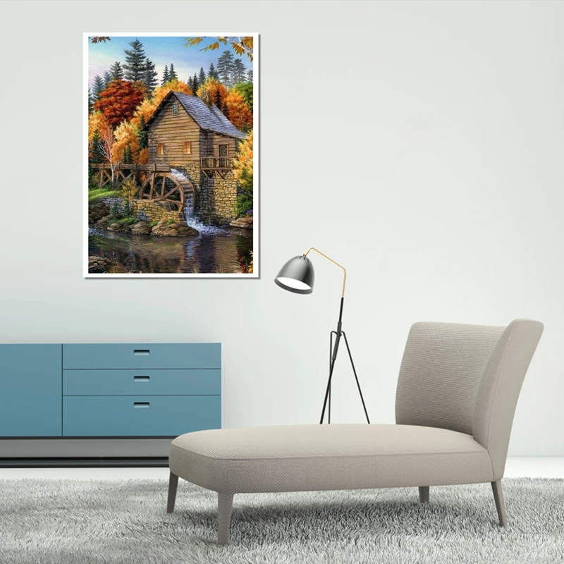 Алмазная живопись «сделай сам», алмазная мозаика, круглый алмазный крест, украшение для гостиной, ремесла, водный домик