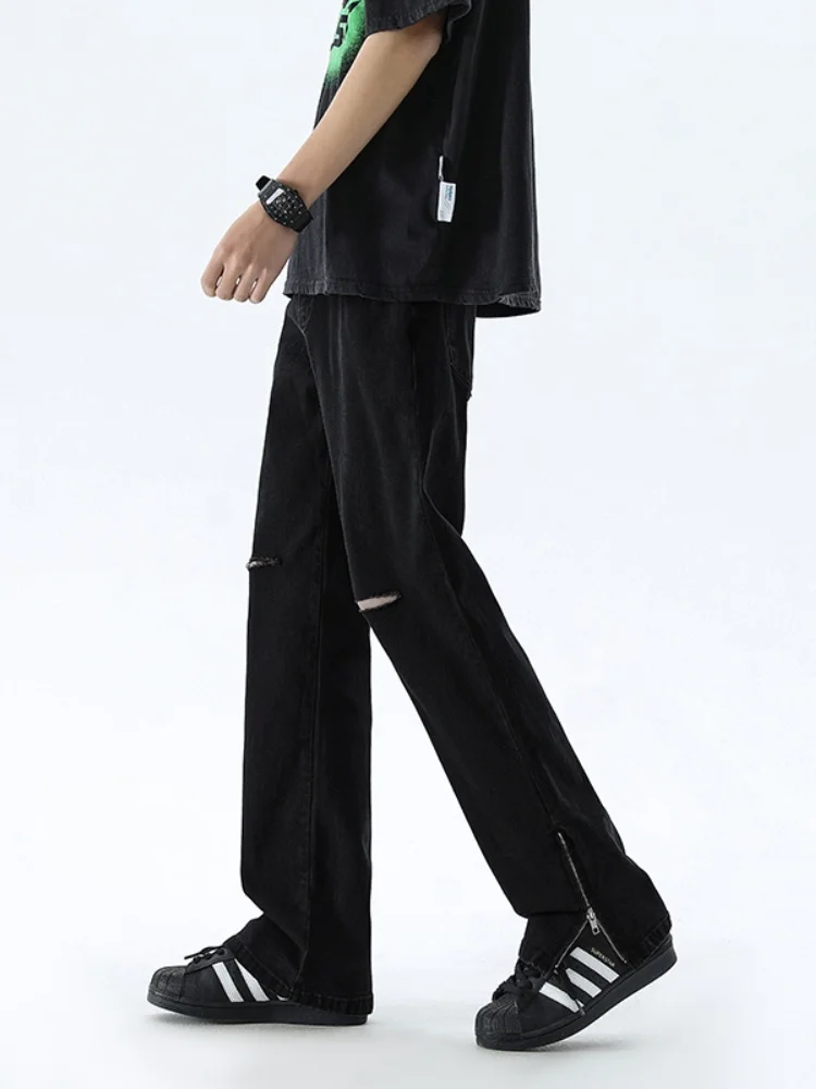 

Bla Ripped Jeans Men's Summer Thin Loose Straight Casual Long Pants American High Street Trendy Brand Jeans Wear Resistant