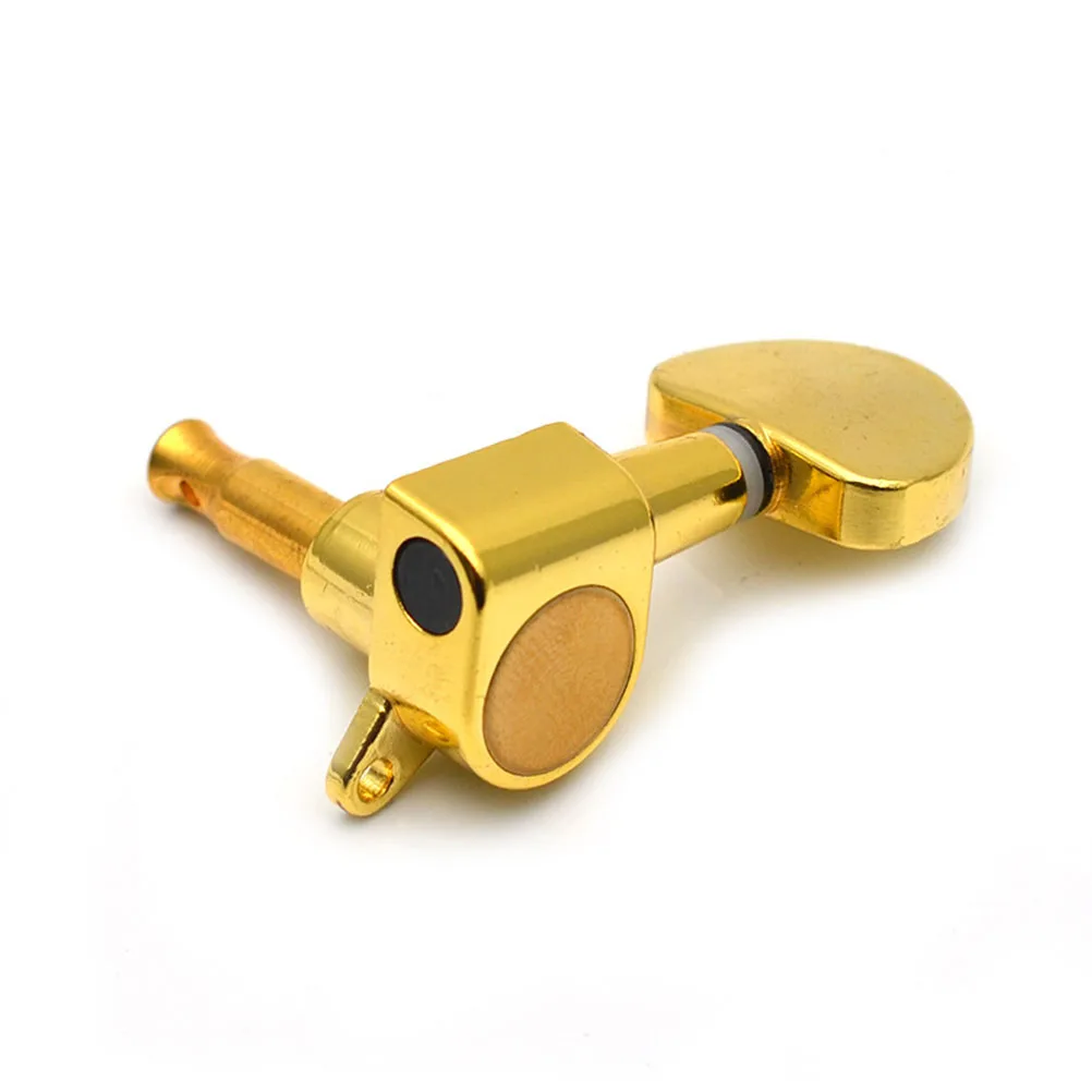 

6PCS Large Handle Tuning Pegs Replacement Circular Guitar Heads for Electric Guitar Wooden Guitar - Right (Golden)
