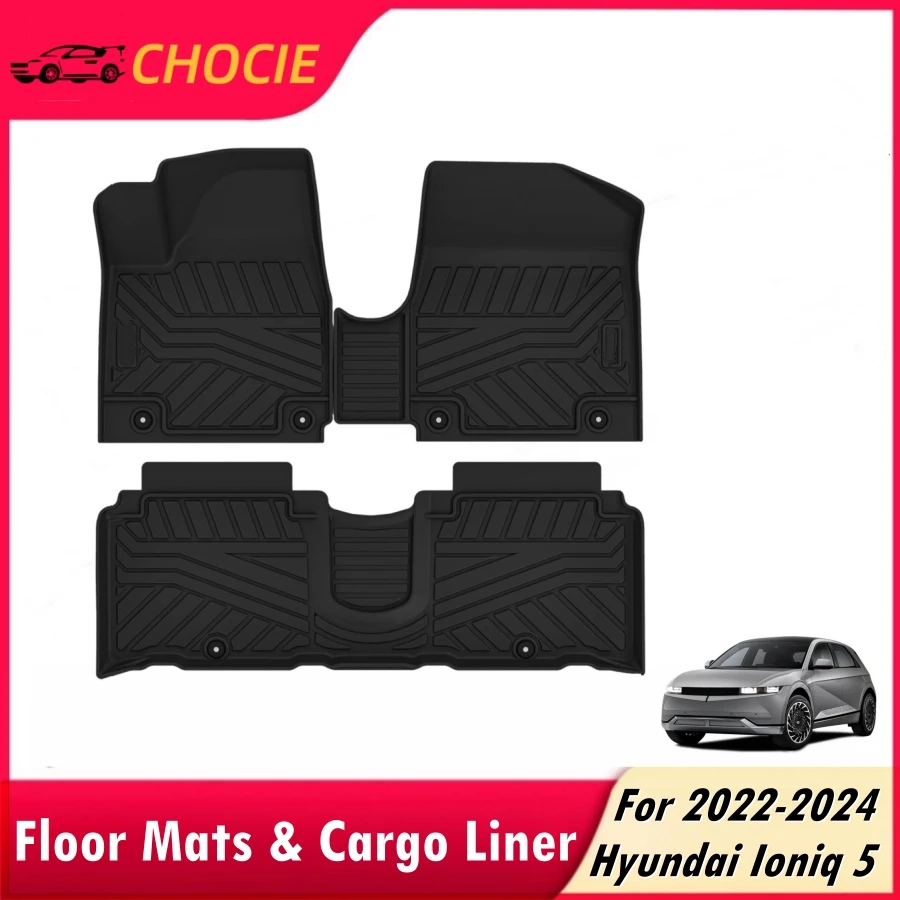 TPE Floor Mats for Hyundai Ioniq 5 2022-2024 Unmovable/Movable Console All Weather Floor Liners Trunk Cargo Mat Rear Cargo Tray