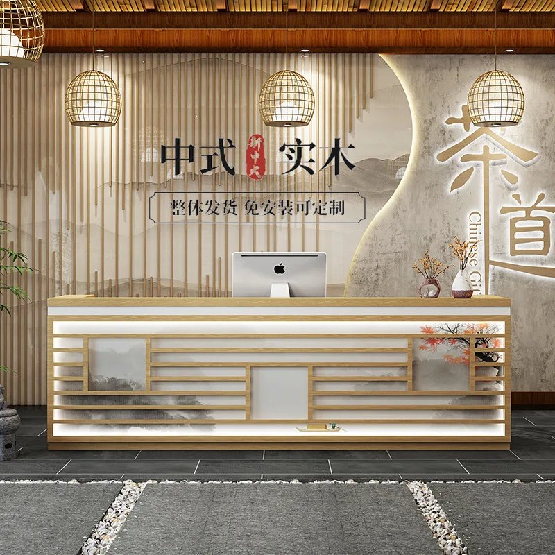 Reception Service Checkout Counters Chinese-style Solid Wood Ear-picking Health Checkout Counters Simple Furniture Cajero JT40C