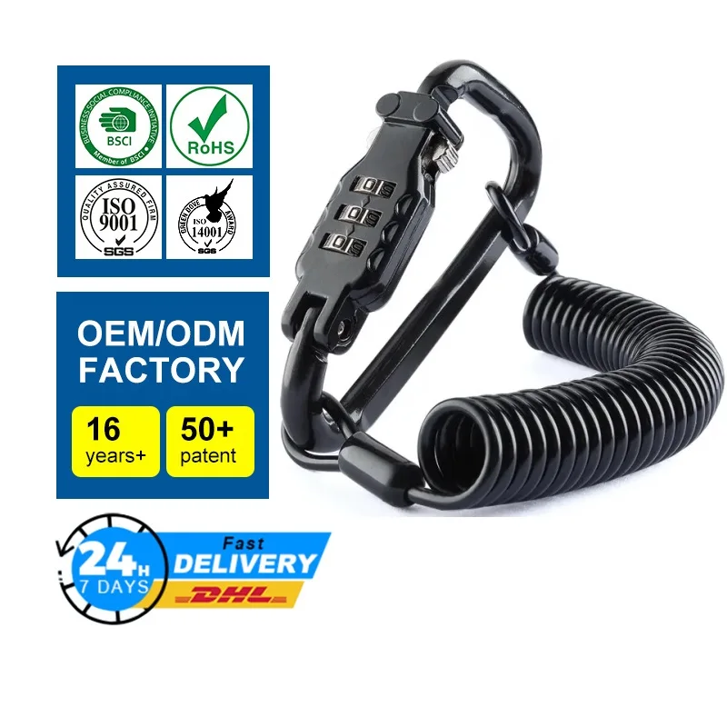 

Factory Price Black Anti-theft Digital Combination Cable Lock Coil Tool Lanyard Bicycle Safety Lock for Helmet Lock