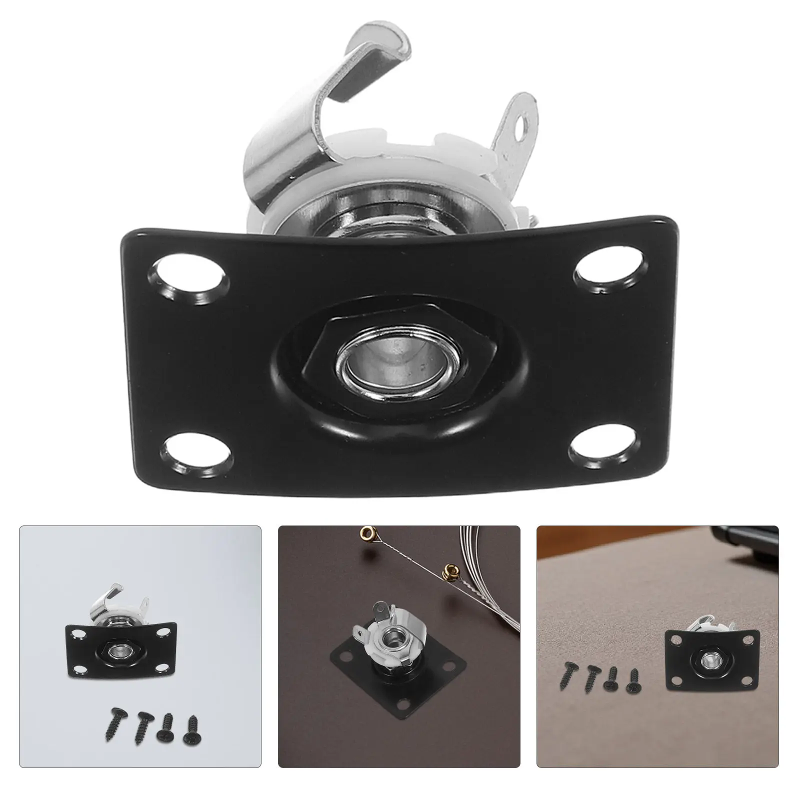 1 1 4 Inch Guitar Pickup Output Jack Socket Plate Copper Black Electric Guitar Bass Replacement Jack Plug Screws