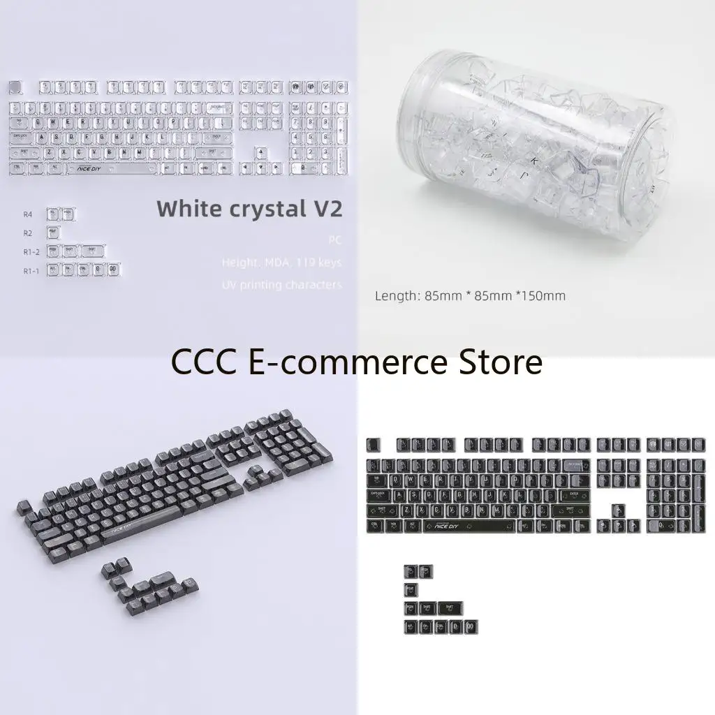 

Mechanical Keyboards Backlit KeyCaps 132Keys Crystal Keycaps MDA Profile R58A