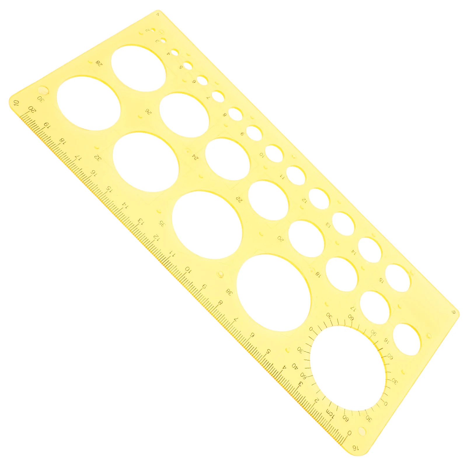 Circle Template Ruler Compact Portable Drawing Tool for Math Geometry Drafting Office Supplies Yellow Circle Template Ruler