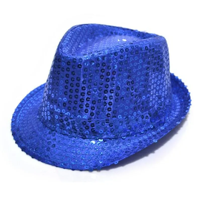 12pcs Fashion Sequin Fedora Hat Dance Cap Retro Disco Unisex Costume for Women Men Children Boy Party Props   Halloween