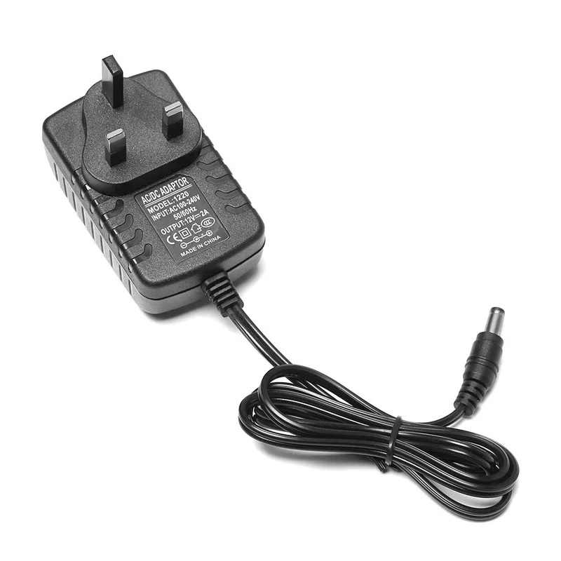 Konverter AC100-240V DC 12 V2A adaptor daya Universal, pengisi daya 12 Volt 2000mA colokan UK catu daya CCTV Strip Led kamera keamanan