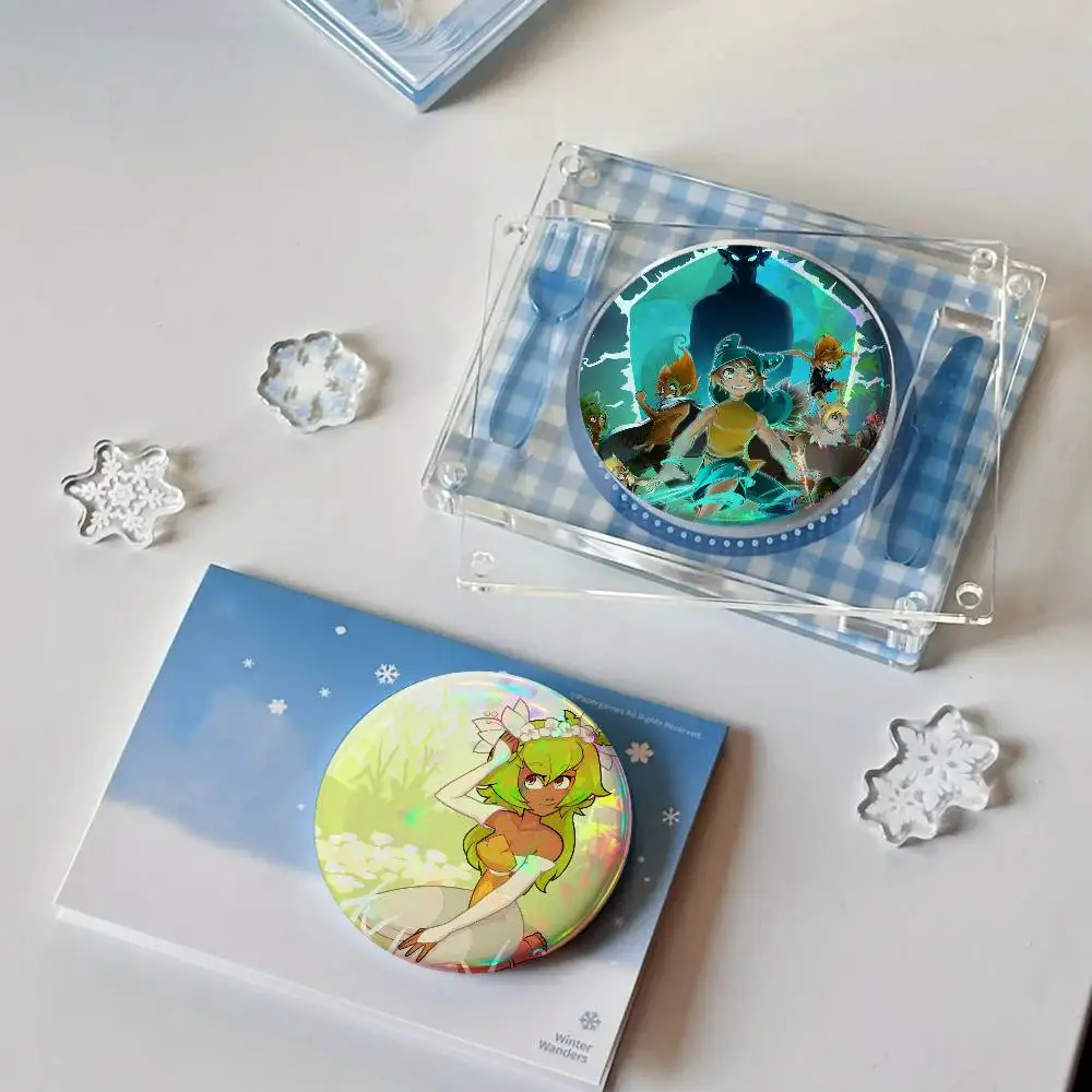Game W-Wakfu S-Strategy For Badge Fashion Laser Holographic Effect Badge Custom Design Metal Lapel Pin Brooch For Backpack Decor