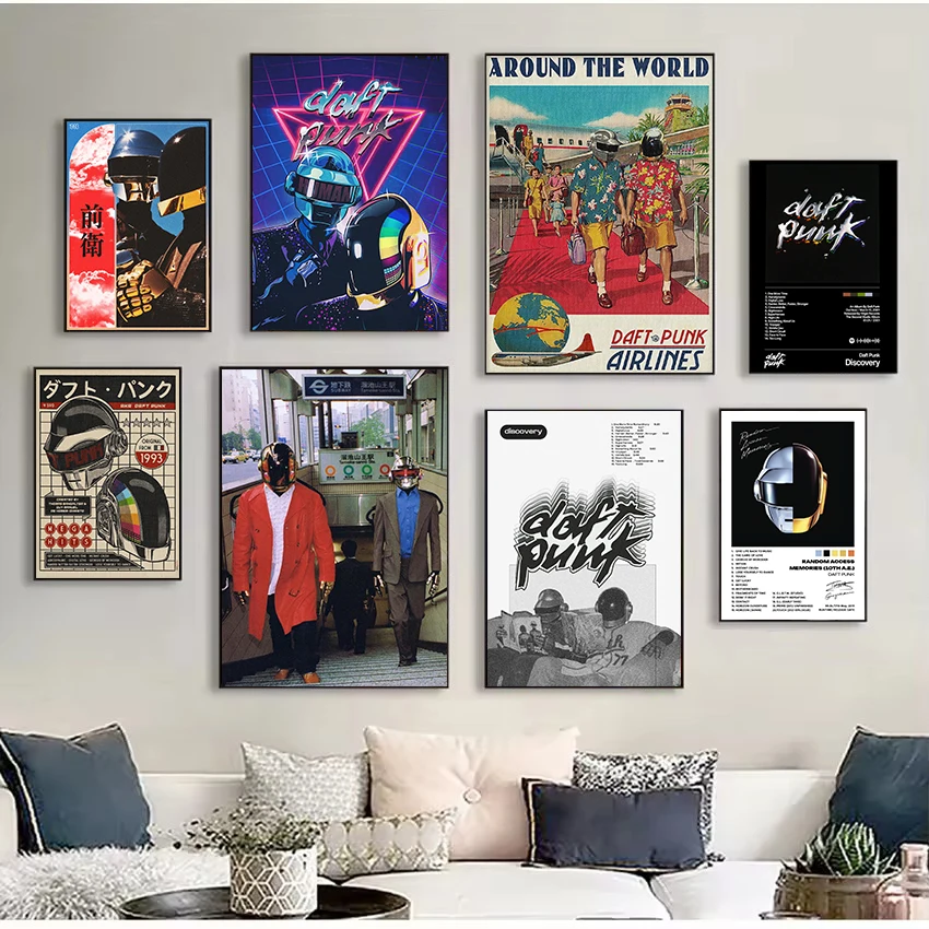 Electronic Legends Band Daft Punk Music Album Aesthetic Poster HD Prints Canvas Painting Wall Art Pictures Home Decor Fans Gift