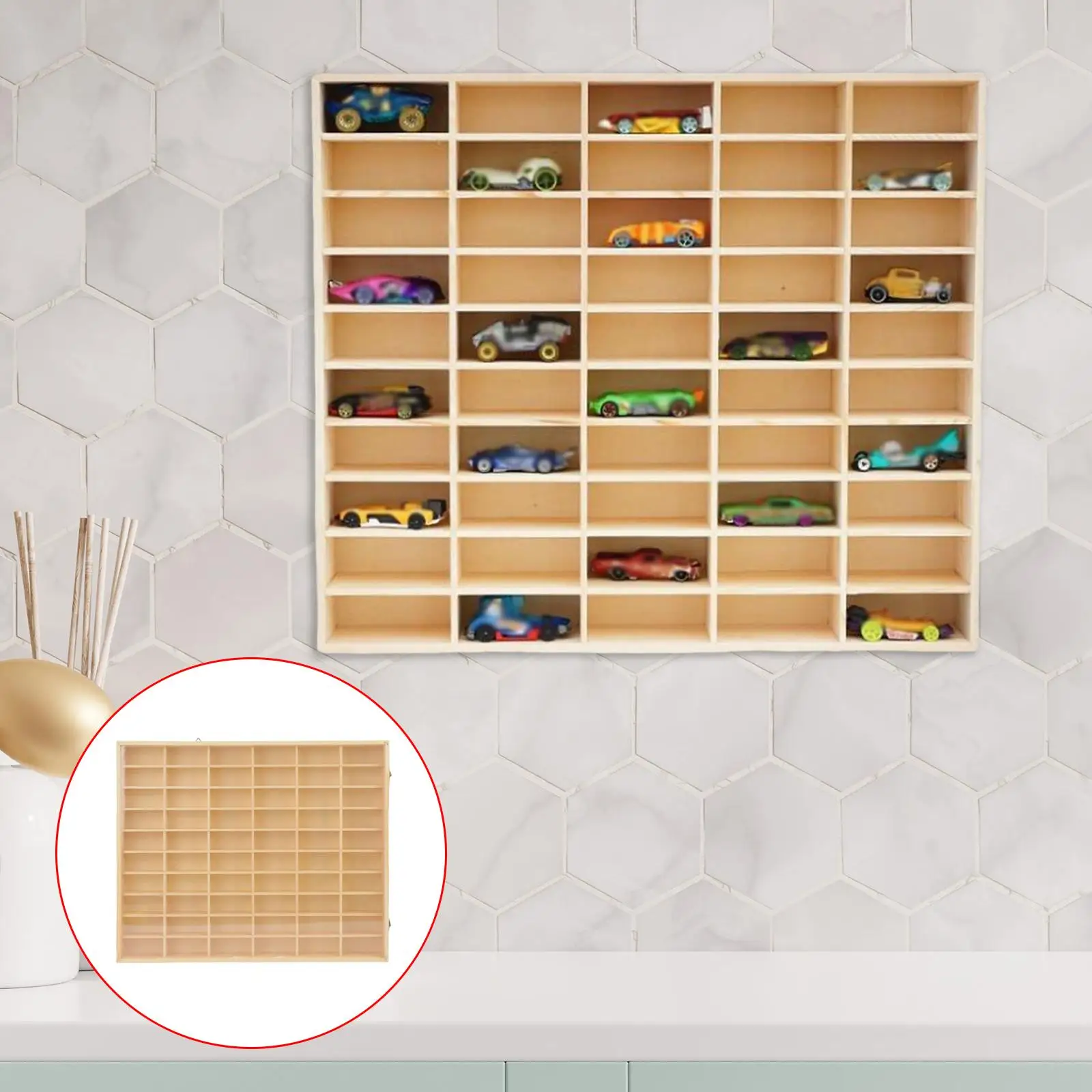 Wooden Multi-Grid Box Car Storage Display Box Hand-Held Storage Box Multi-Layer Display Cabinet Wall Toy Display Rack