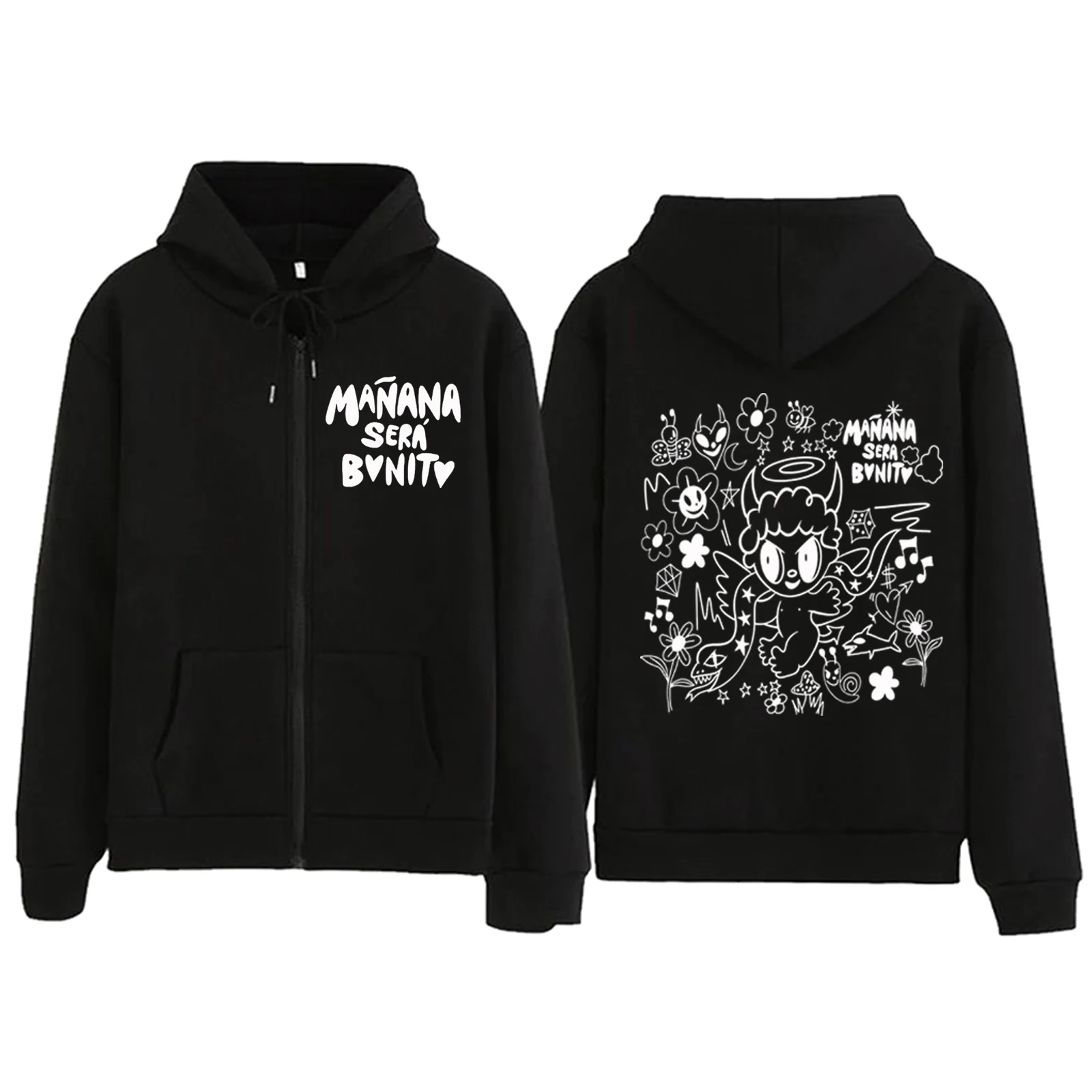 Karol G Merch Zip Up Hoodie Women Men Harajuku Sweatshirt Y2K Streetwear Hip Hop Manana Sera Bonito Zipper Hooded Jacket