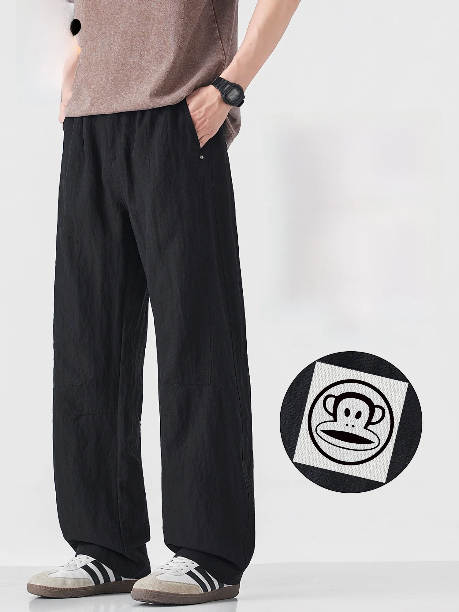 

Льняные повседневные брюки PaulFrank для мужчин, летние легкие дышащие брюки прямого кроя, молодежные брюки Vitali Sle с эластичной резинкой на талии