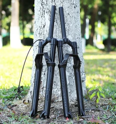 BOLANY 34 Tube Damping MTB Bicycle Front Fork Shock Absorber Air Fork 120/140mm Manual Remote Forks Bicycle QuickRelease