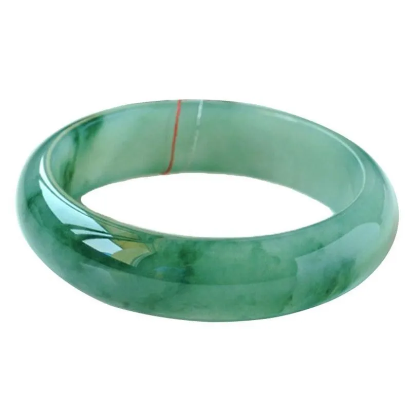 Women's jade , natural Burmese jadeite bracelet, ice-waxy light , full green with floral patterns, noble lady's bra