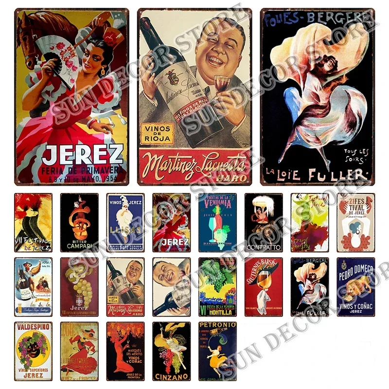 Contratto Jerez Cinzano Wein Retro Metall Zeichen Plakette Vintage Zinn varita decoración Club Mann Höhle Bar decoración plato