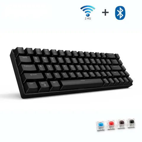 새로운! 68Key 게임 기계식 키보드 Mac Windows Android 용 무선 Bluetooth/2.4Ghz 파란색 빨간색 갈색 스위치