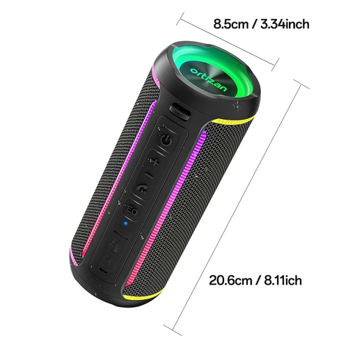 Imagen 2 del producto Ortizan X30 Altavoz Bluetooth portátil Altavoz inalámbrico Bluetooth 5.3 con sonido estéreo fuerte HD de 40W y luces coloridas RGB AUX