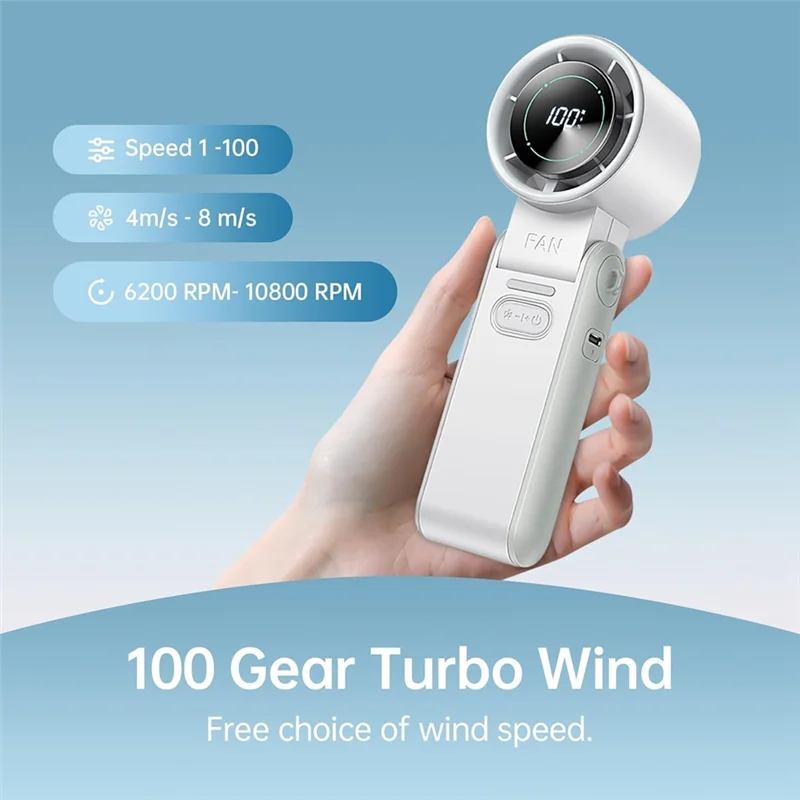 ABBK-مروحة توربو محمولة باليد شاشة رقمية USB قابلة لإعادة الشحن مروحة شخصية صغيرة محمولة باليد للسفر، خارجية أ
