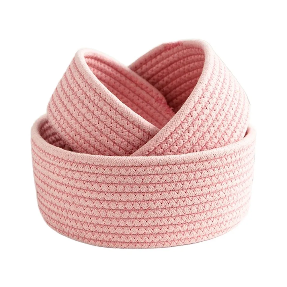 Woven Rope Cotton 3 Pack for Book Toy Linen Storage - Compact For Home Organization Bins S 17x8cm M 20x9cm L 24x10cm