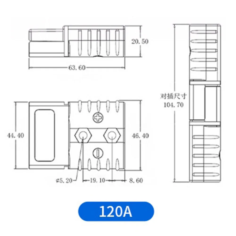 2 Pieces 120A 600V Connector For Anderson Plug Connector For 4-6AWG Socket Battery Charging Adapter Accessories