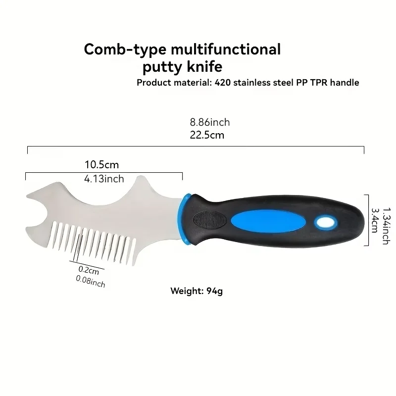Multifunctional Stainless Steel Putty Knife & Paint Roller Cleaning Brush, Household & Construction Painting Tools