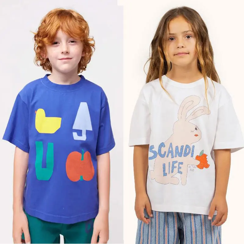 

Boys Girls T-shirts Summer 2025 Tops for Kids Casual Children Tees Teenager School Pullover Toddler Outfits Baby Clothes 1-12T