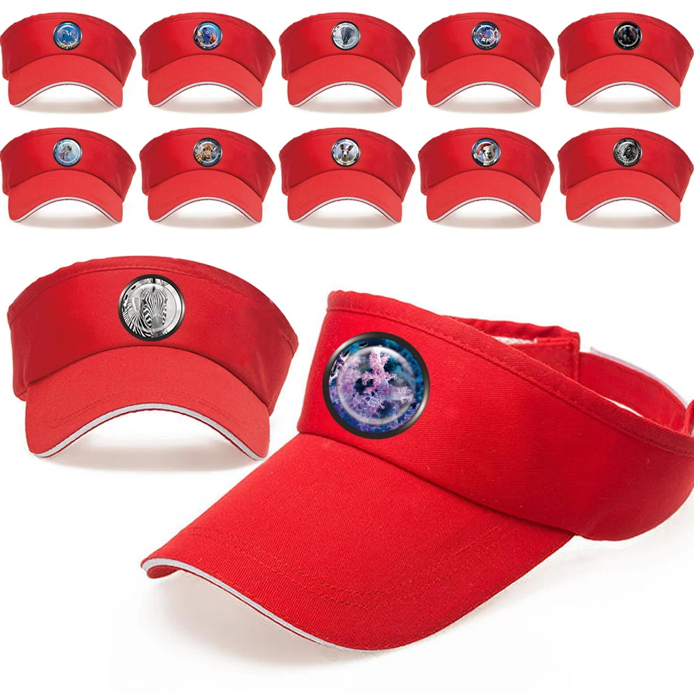 Sun Hat Women Running Empty Top Hat Outdoor Sport Long Brim Ponytail Printing Window Series for Red Color Baseball Cap Quick Dry