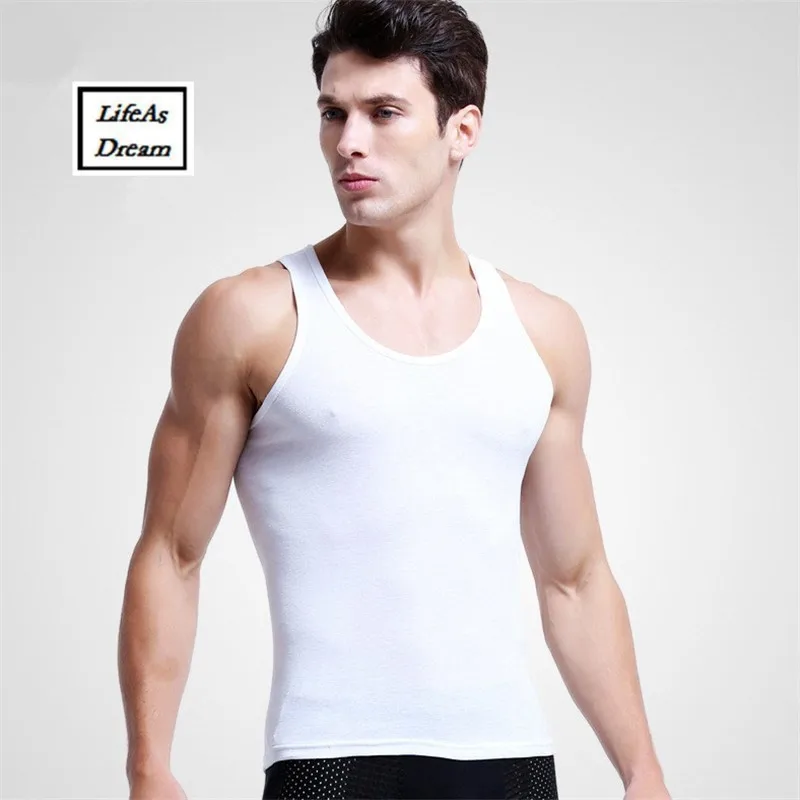 3pcs/lot Cotton Mens  Underwear Sleeveless Tank Top Solid Muscle Vest Undershirts O-neck Gymclothing T-shirt men's vest