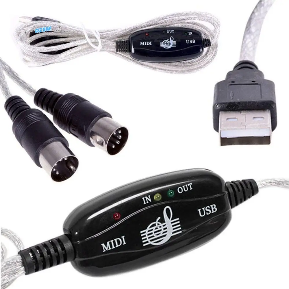 for Keyboard PC MIDI Interface USB In Out for Electric Piano MIDI to USB Cable MIDI Cable Drum Adapter USB IN-OUT Converter