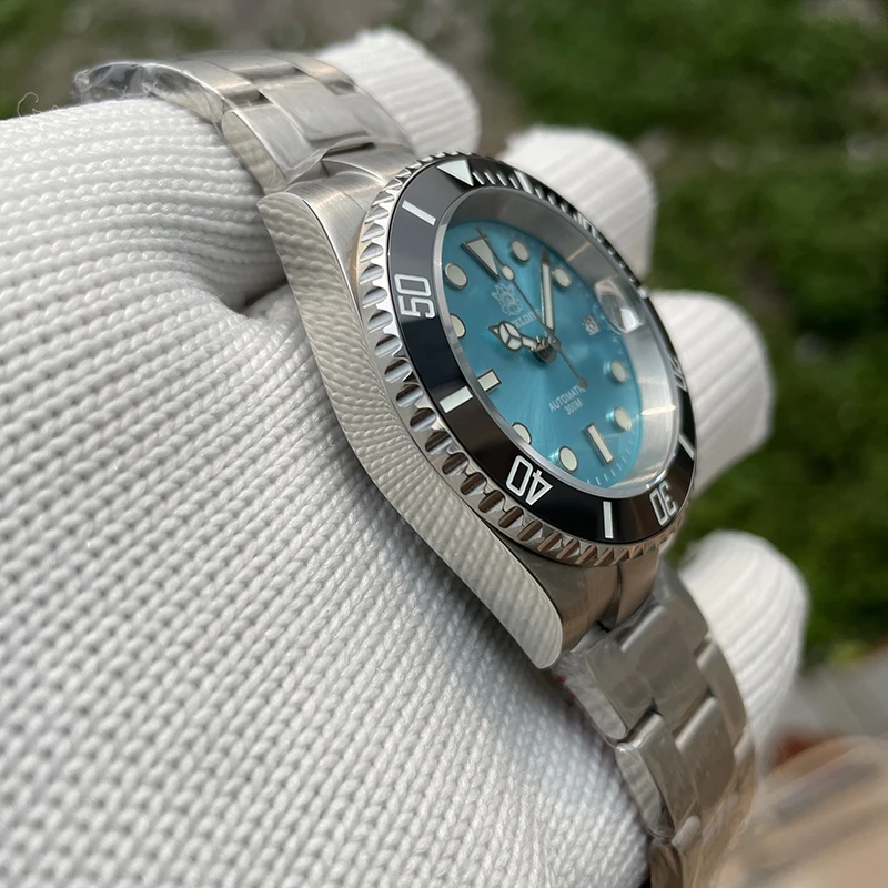 ساعة أوتوماتيكية للرجال من STEELDIVE 41 مللي متر ساعة يد ميكانيكية فاخرة غواص 300 متر مقاومة للماء C3 مضيئة الياقوت NH35 حافة سيراميك