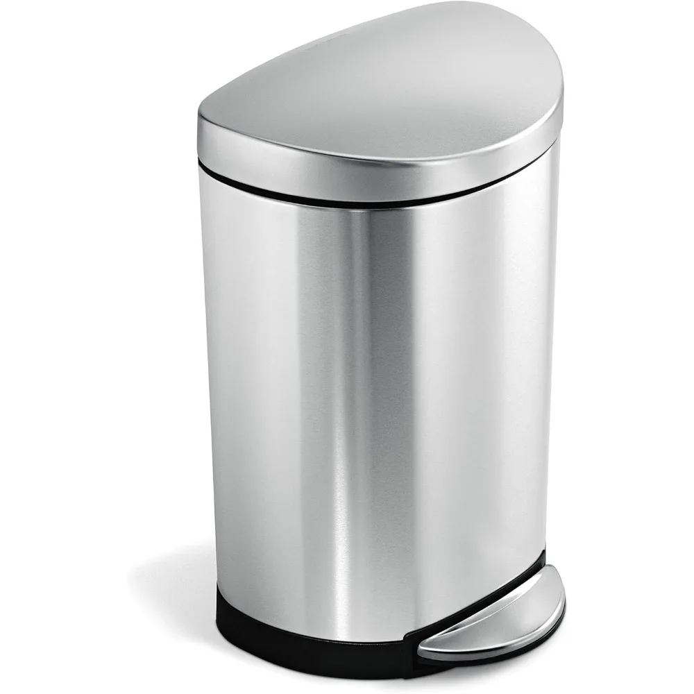 

simplehuman 10 Liter / 2.6 Gallon Small Semi-Round Bathroom Step Trash Can, Brushed Stainless Steel