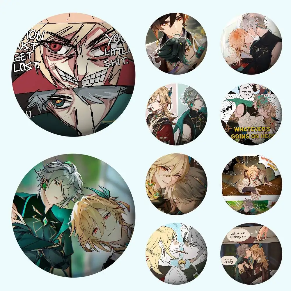 جينشين إمباكت كافيه الهيثم شارات صفيح دبوس زر مخصص أنيمي دور المدرسة القديمة بروش الكرتون طوق شارة هدية