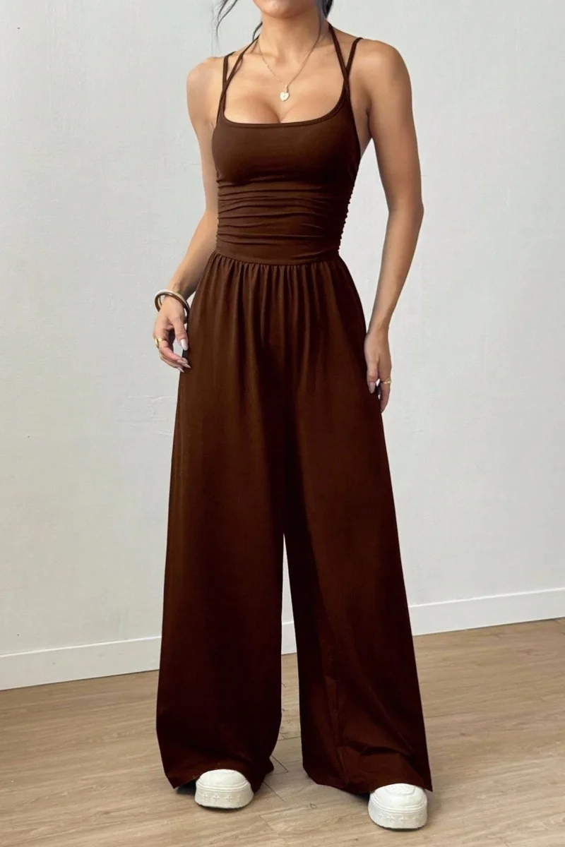 Spring Fall 2025 New Arrival Women's Jumpsuit Solid Color Double-Strap Relaxed-Fit Casual Pants Y2k Clothing