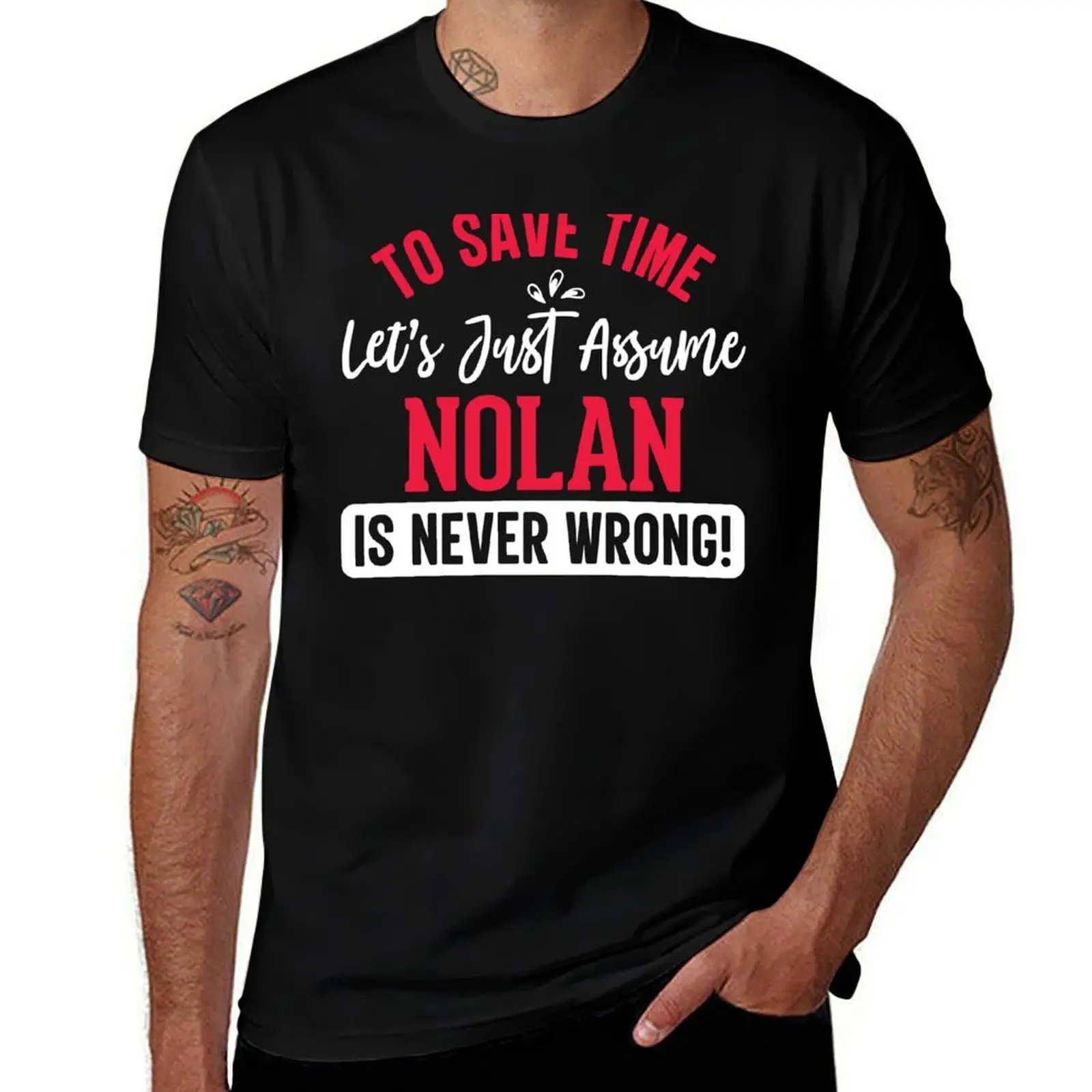 To Save Time Let's Just Assume Nolan Is Never Wrong T-Shirt Art Pattern Printed Casual Top T-Shirt